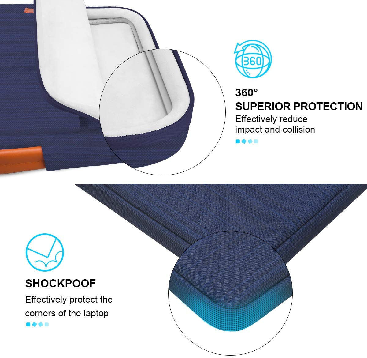 360° Protective Laptop Sleeve Case for 16 Inch New Macbook Pro M3 Pro/Max M2 M1 Pro/Max A2991 A2780 A2485 A2141 2023-2019, 15 Inch Surface Laptop 5/4/3/2/1 Computer Bag Water Resistant, Blue