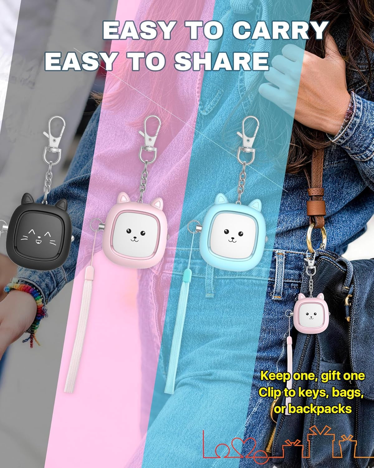 Safe Sound Personal Alarm,  3 Pack 130 Db Loud Siren Song Emergency Self-Defense Security Alarm Keychain with LED Light, Personal Sound Safety Siren for Women, Men, Children, Elderly