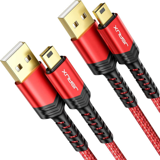 Mini USB Cable[2-Pack 3.3Ft+6.6Ft],  USB 2.0 a to Mini B Cable Charging Cord Compatible with Ti-84 plus CE Graphing Calculators, PS3 Controller, Digital Camera, GPS Receiver, Dash Cam